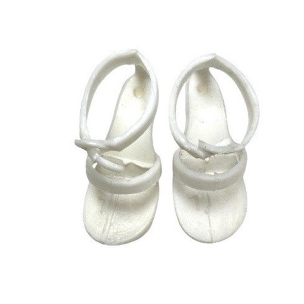 2 Pairs Mattel Barbie Doll‎ White Strappy Kitten Heel Open Toe Shoes Accessories